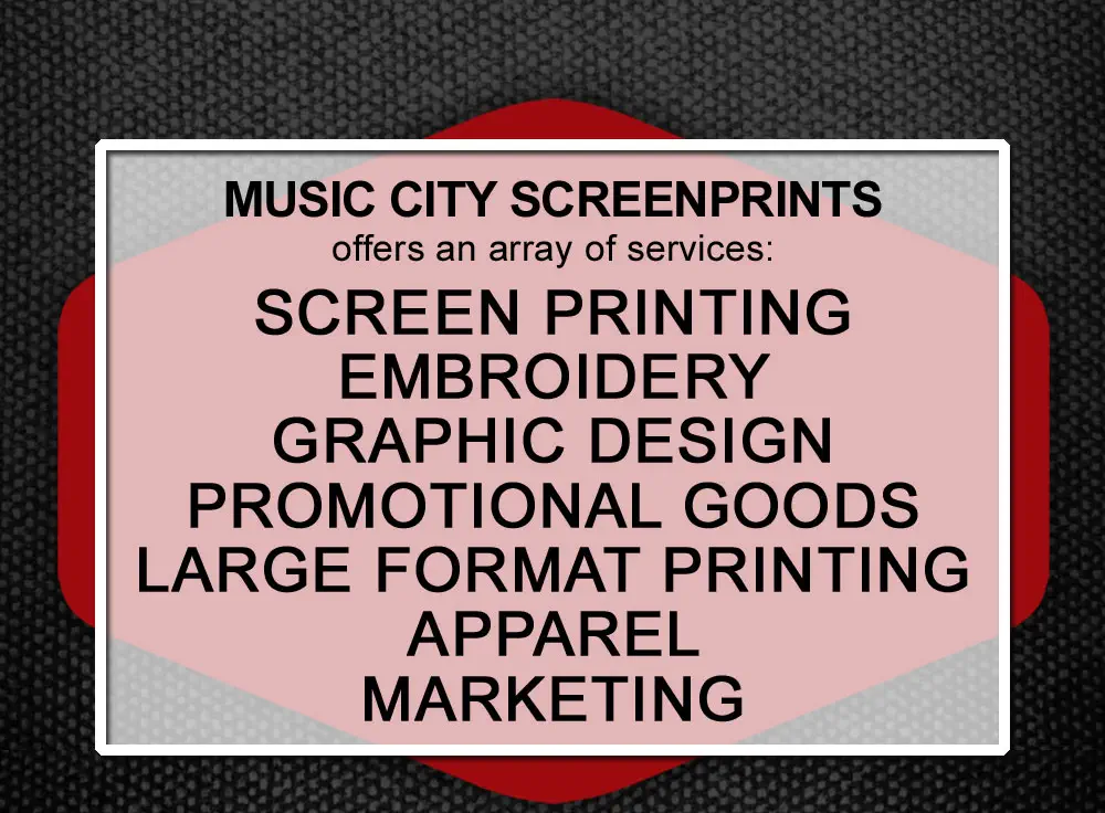 Services: Screen Printing, Embroidery, Graphic Design, Promotional Goods, Large Format Printing, Apparel and Marketing