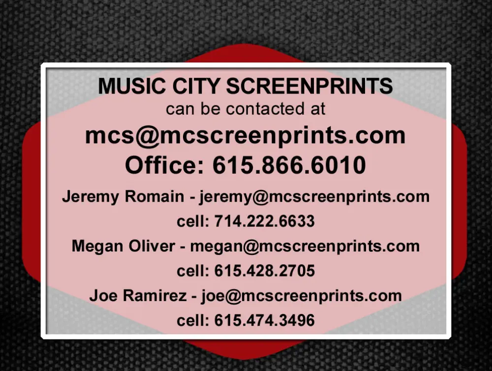 Contact Information for Music City Screenprints